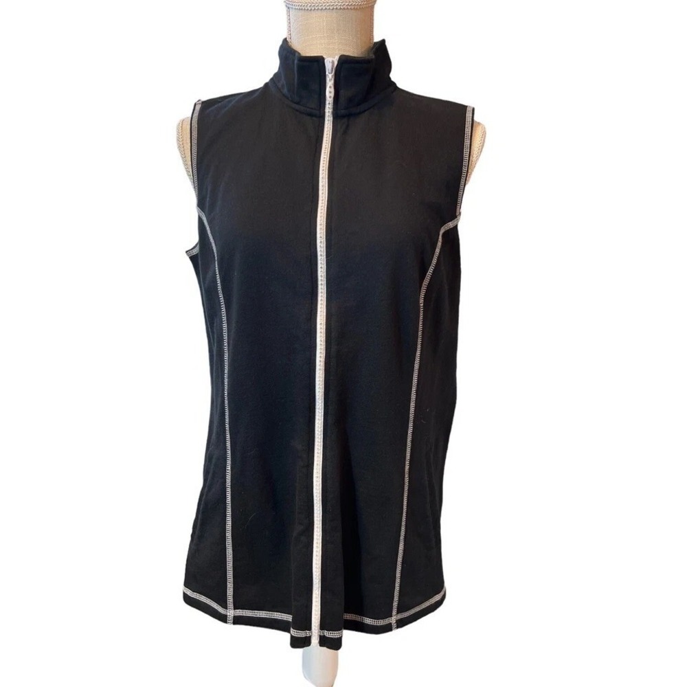 Quacker Factory Black Small Rhinestone Full Zip Vest